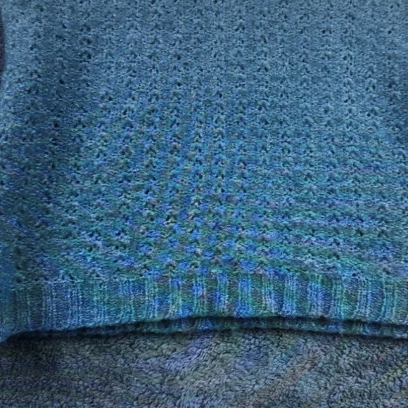Women’s V-Neck Knit Sweater in Light Teal Blue - Picture 2 of 4